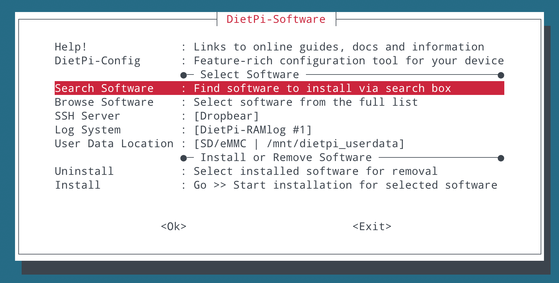 DietPI interface to install CUPS